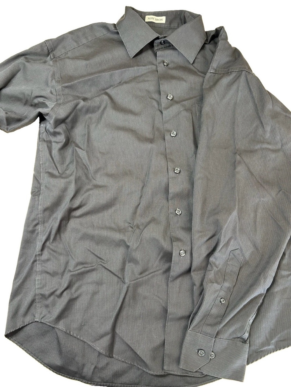 Pronto Uomo Non Iron Dress Shirt Men’s Large Gray Micro Check Long Sleeve